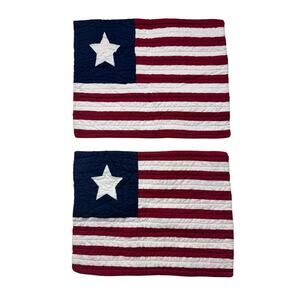 American Flag Quilted Placemat Set of 2 C&F Red White Blue Cotton Star Stripes